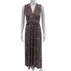 Veronicam Womens Paisley Print High Waist A Line Maxi Dress Pink Black Size Smal